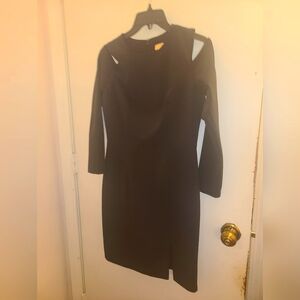 Aidan Aidan mattox long sleeve cocktail dress w/seam detail & peekaboo shoulder